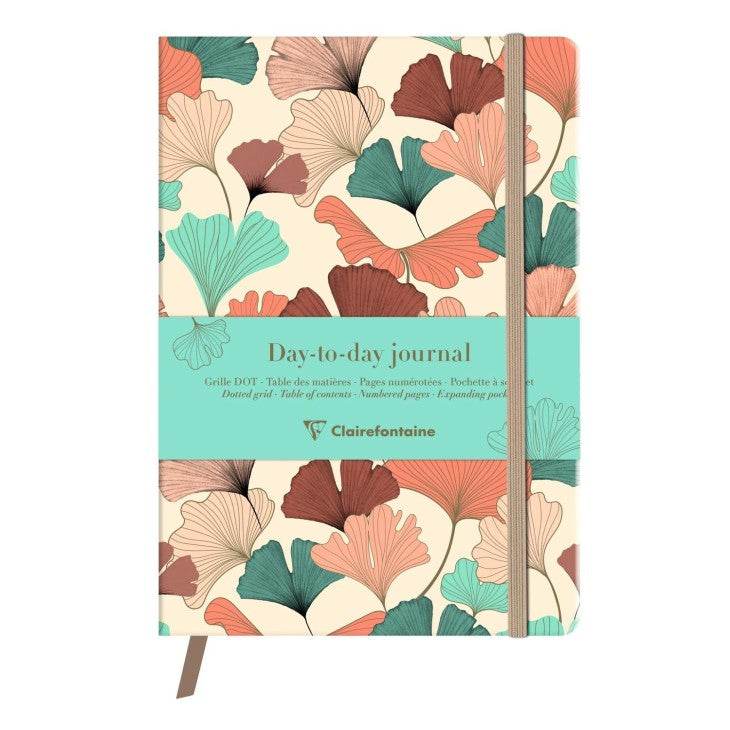Clairefontaine Tagesagenda ohne Jahr, A5, Softcover, Beige, Blättermuster