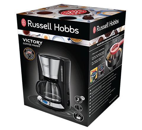 Russell Hobbs Victory 24030-56 Filterkaffeemaschine – 10 Tassen, 1,3 l, Karaffe, Schwarz/Edelstahl