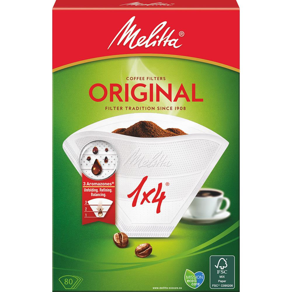 Melitta Kaffeefilter 1x4 – Weiss, 80 Stk.