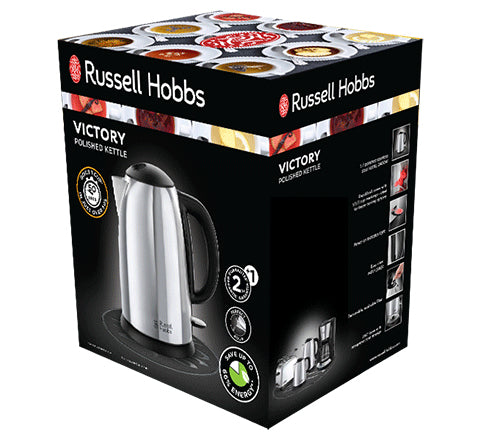 Russell Hobbs Victory Wasserkocher – 1,7 l, Edelstahl, Schwarz, 23930-70