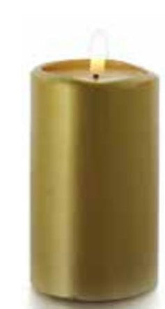 Balthasar LED-Kerze Novita Mittel – Ø 7,5 × 12,5 cm, Warmweiss, Timer, Batteriebetrieben, Gold