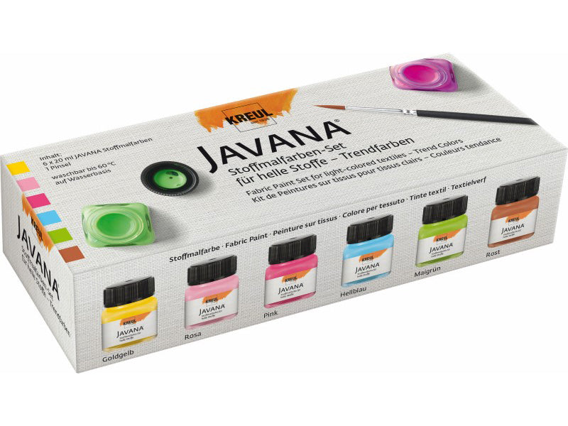 KREUL Javana Textilfarbe – 6 Farben 6×20 ml (120 ml) – Auswaschbar – Für Textilien