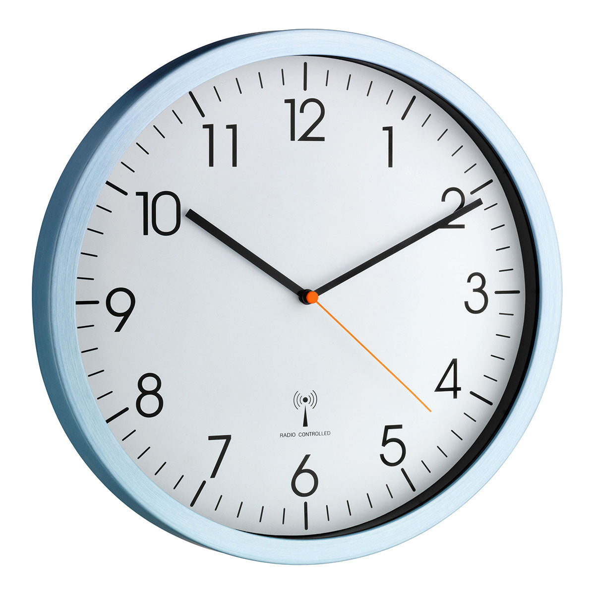 TFA-Dostmann TFA Dostmann Wanduhr – Funk, analog, lautlos, Ø 30,5 cm, hellblau, Glas