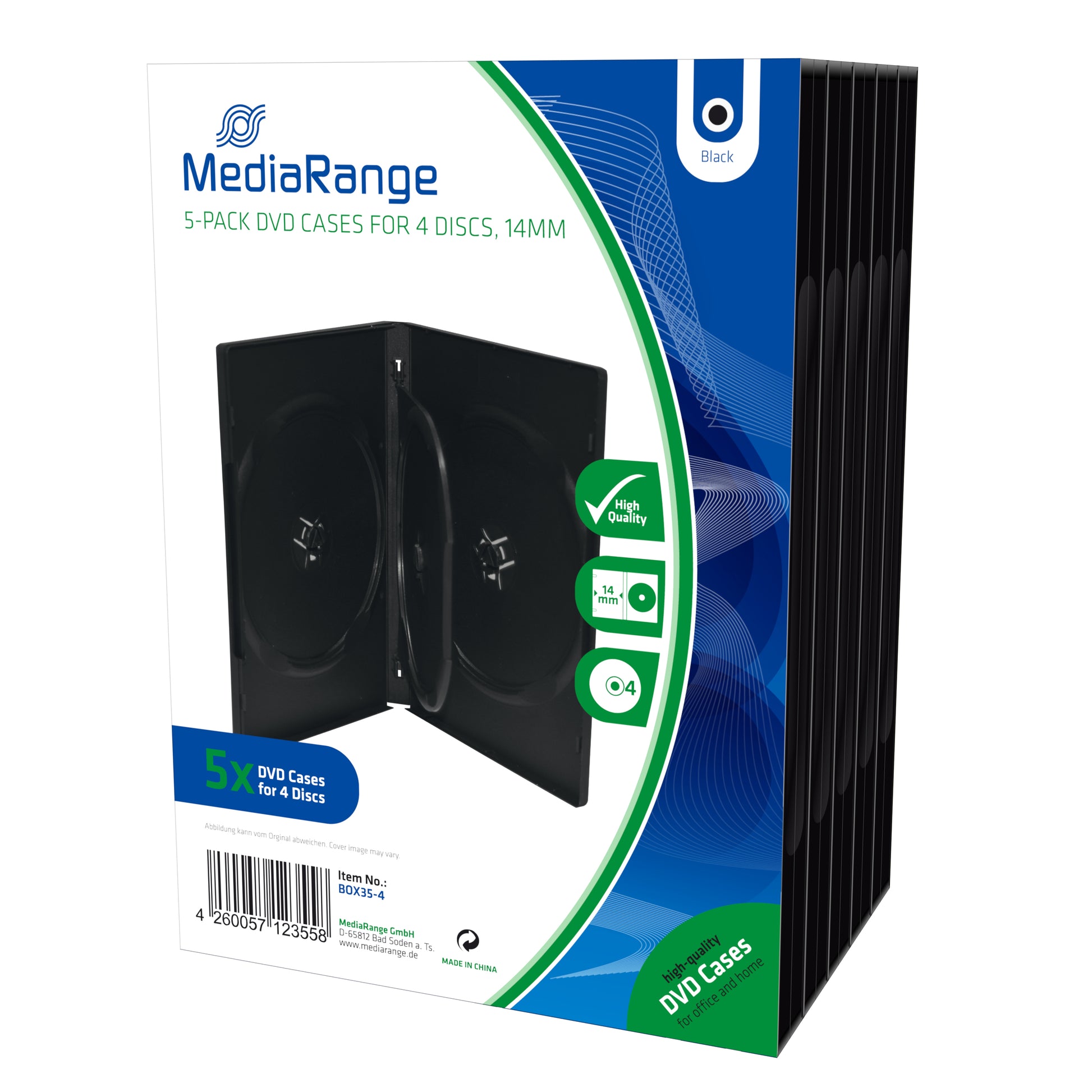 MediaRange Ersatzhüllen – 4 Disks, Kunststoff, 5er Pack