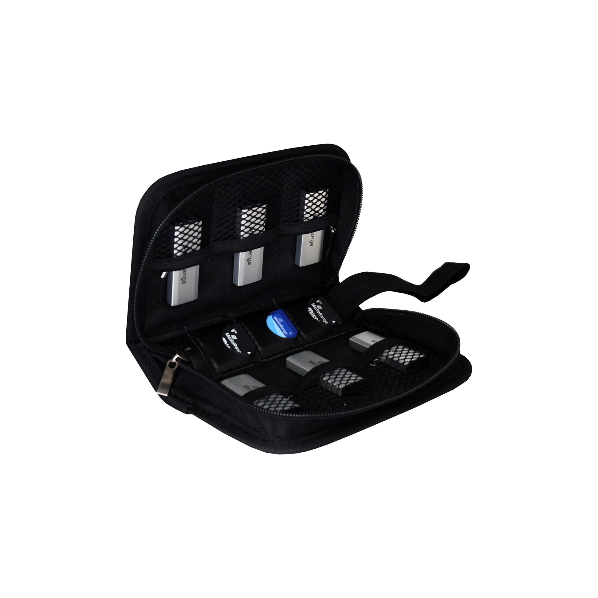 MediaRange USB-/SD-Tasche – für 6 USB-Sticks, 3 SD-Karten, Nylon, 170 × 49 × 108 mm