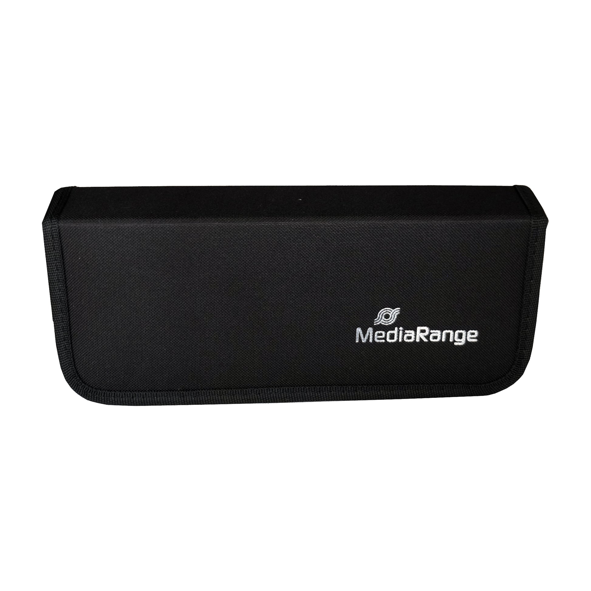 MediaRange USB-Stick-Tasche – für 10 USB-Sticks, 5 SD-Karten, Nylon, 256 × 110 × 49 mm, Schwarz
