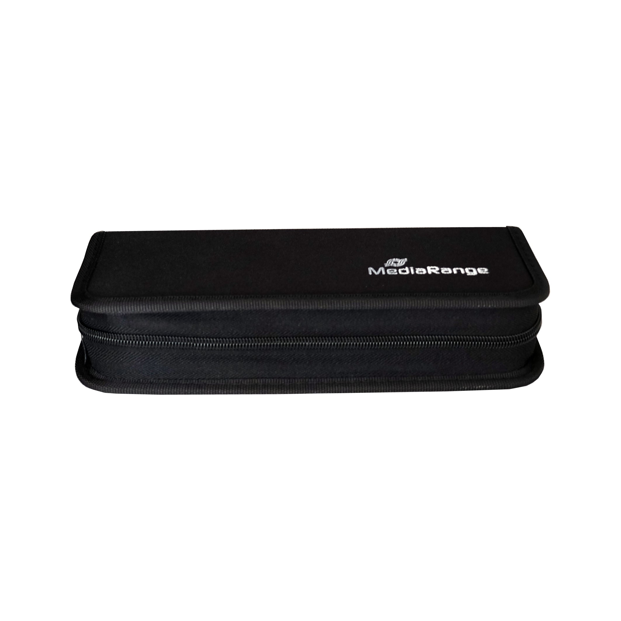 MediaRange USB-Stick-Tasche – für 10 USB-Sticks, 5 SD-Karten, Nylon, 256 × 110 × 49 mm, Schwarz