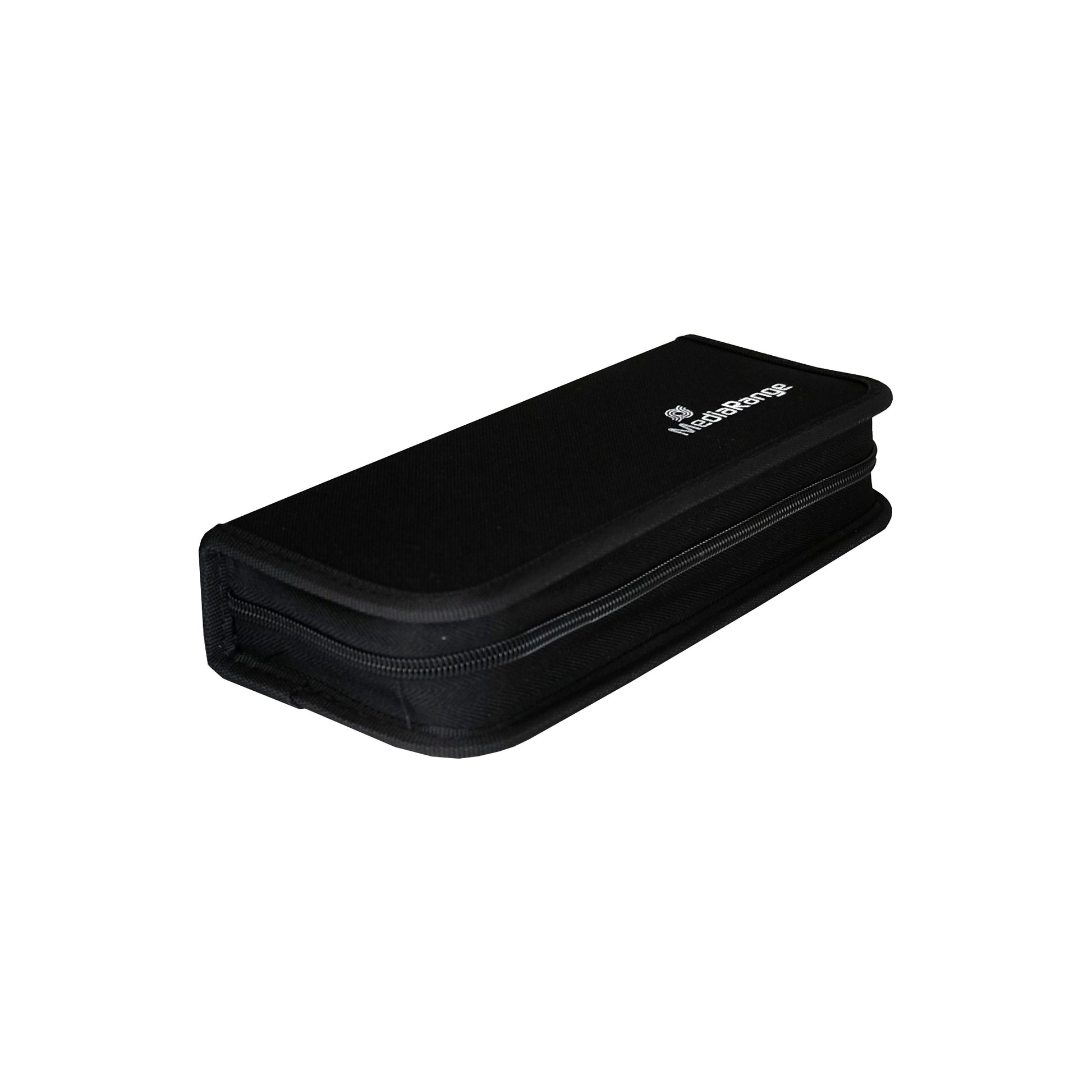 MediaRange USB-Stick-Tasche – für 10 USB-Sticks, 5 SD-Karten, Nylon, 256 × 110 × 49 mm, Schwarz