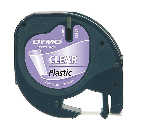 DYMO Schriftband – 12 mm × 4 m, transparent, schwarz, LetraTag