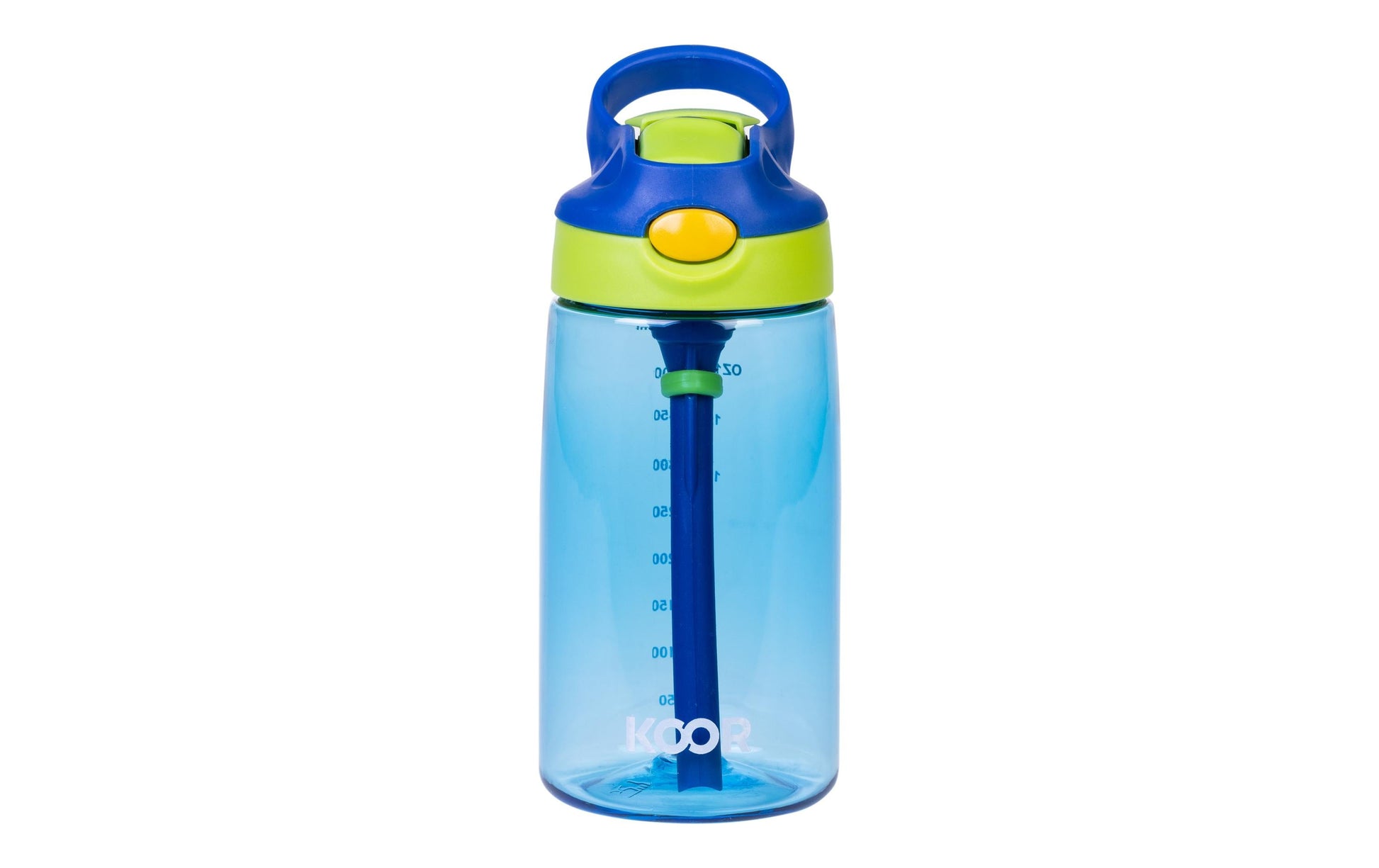 KOOR Kindertrinkflasche 450 ml – Druckknopfdeckel, Polypropylen (PP), Blau