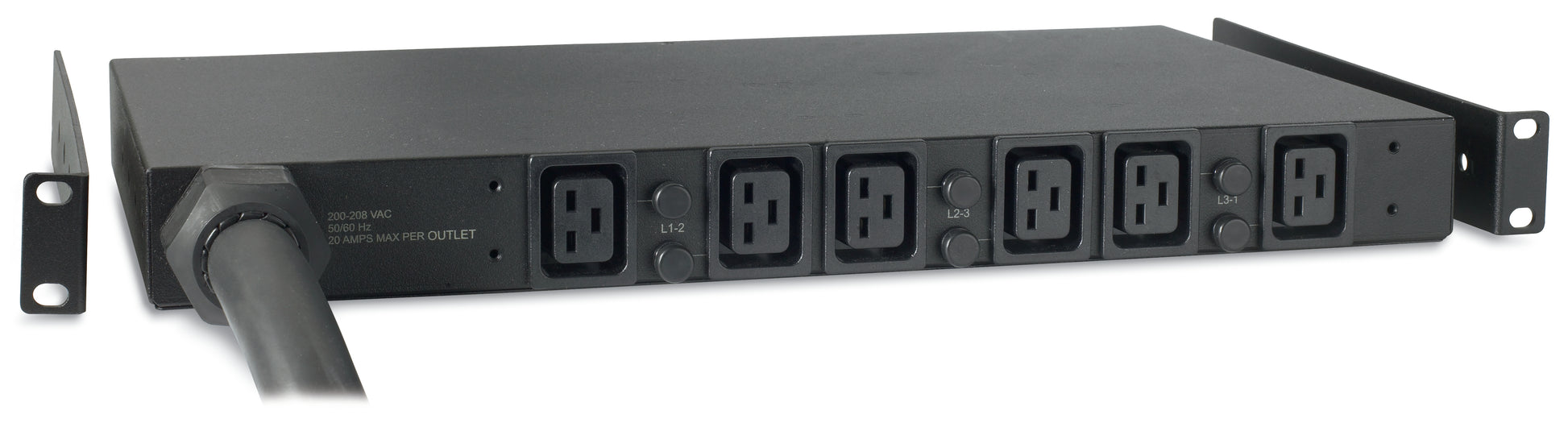 APC Rack-PDU – Standard, 3-phasig, Horizontal 1U, 32 A 400 V, 6×C19, IEC 60309 3P+N+PE, 2,44 m