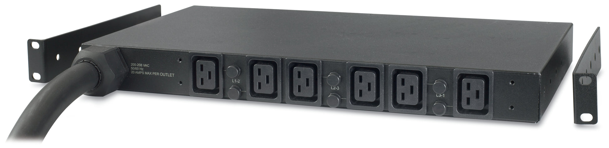 APC Rack-PDU – Standard, 3-phasig, Horizontal 1U, 32 A 400 V, 6×C19, IEC 60309 3P+N+PE, 2,44 m
