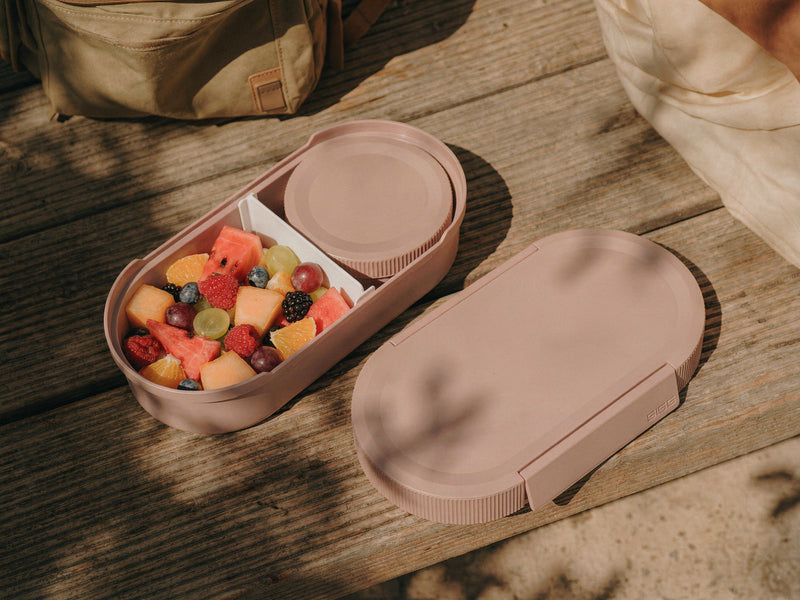 SIGG Lunchbox 1 l + 300 ml, 12,5 × 25 × 6 cm, Polypropylen (PP), rosa/beige, 2 Fächer