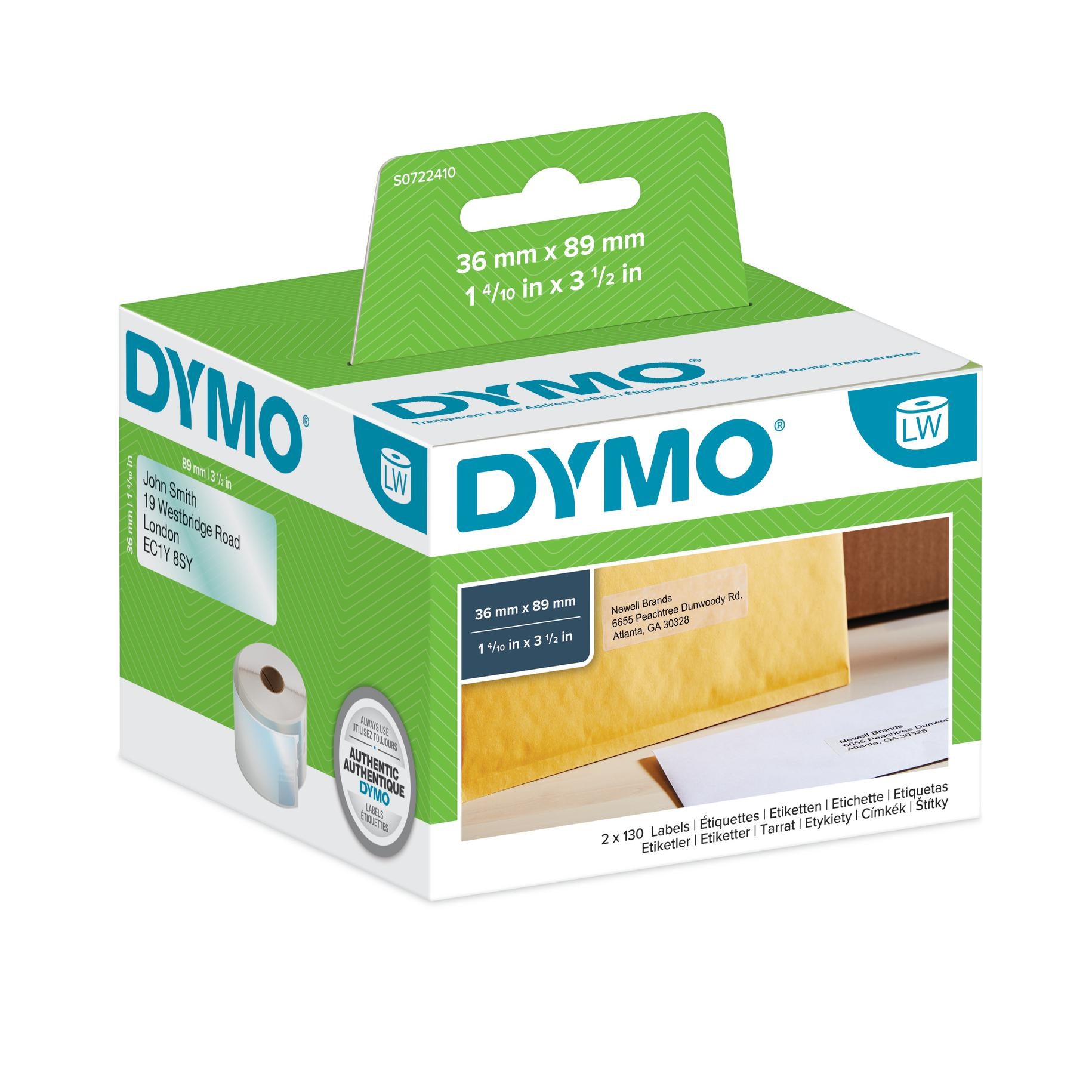 DYMO Versandetiketten LabelWriter, 36 mm × 89 mm, Transparent