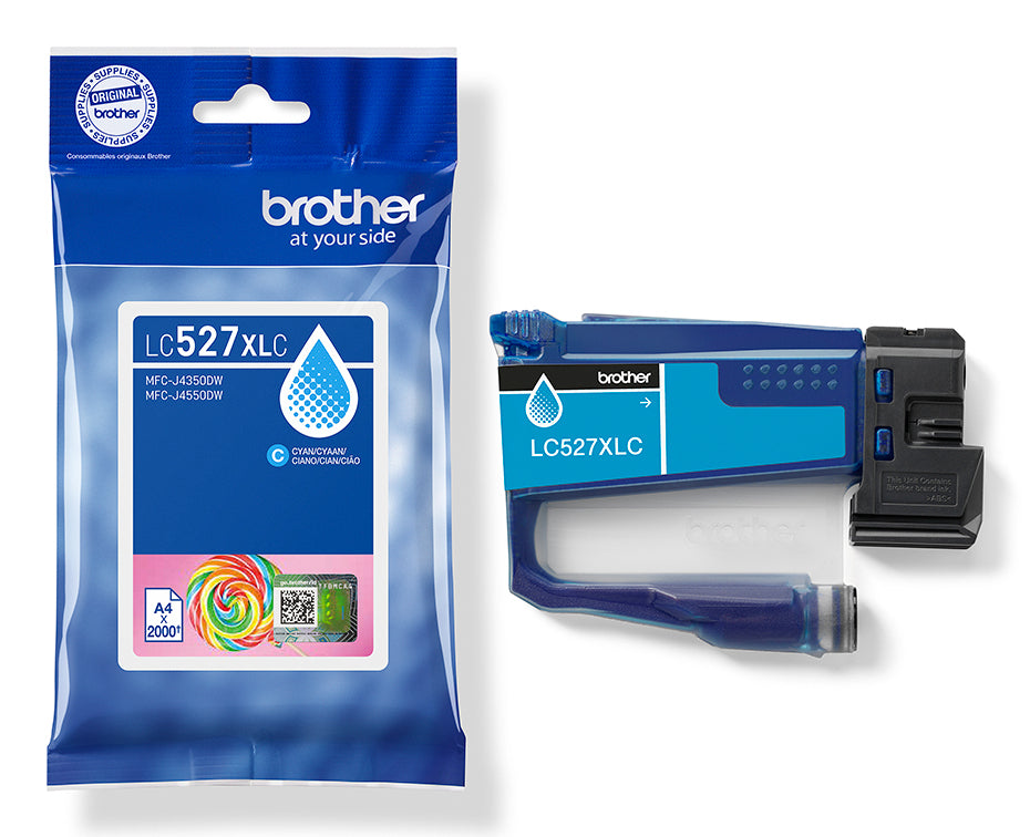 Brother LC527XLC Cyan Tintenpatrone (Original) – 2'000 Seiten – für MFC-J4350DW/MFC-J4550DW