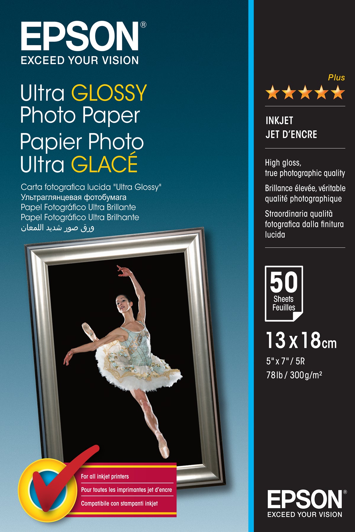 Epson Ultra Glossy Foto Papier – glänzend, 13 × 18 cm, 300 g/m², 50 Blatt