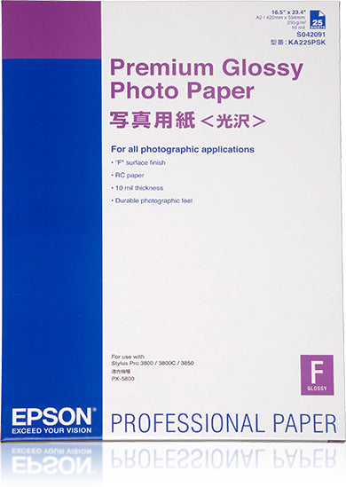Epson Premium Glossy Fotopapier – Hochglänzend, A2, 255 g/m², 25 Blatt – für Epson Stylus Pro 4000