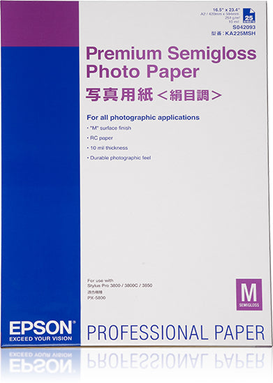 Epson Premium Semigloss Fotopapier – seidenmatt, A2, 251 g/m², 25 Blatt – für Epson Stylus Pro 4000