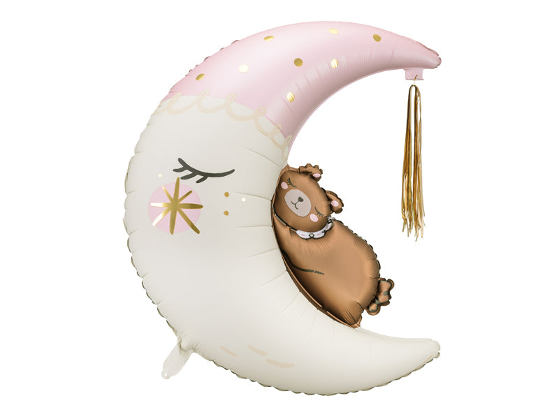 PartyDeco Folienballon Teddybär auf dem Mond – mehrfarbig – 71 × 86 cm – Folie – 1 Stk