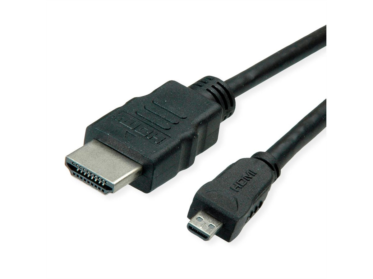 ROLINE GREEN Micro-HDMI auf HDMI Kabel HDMI 1.4 – 4K 30 Hz – 2 m – ARC, Ethernet