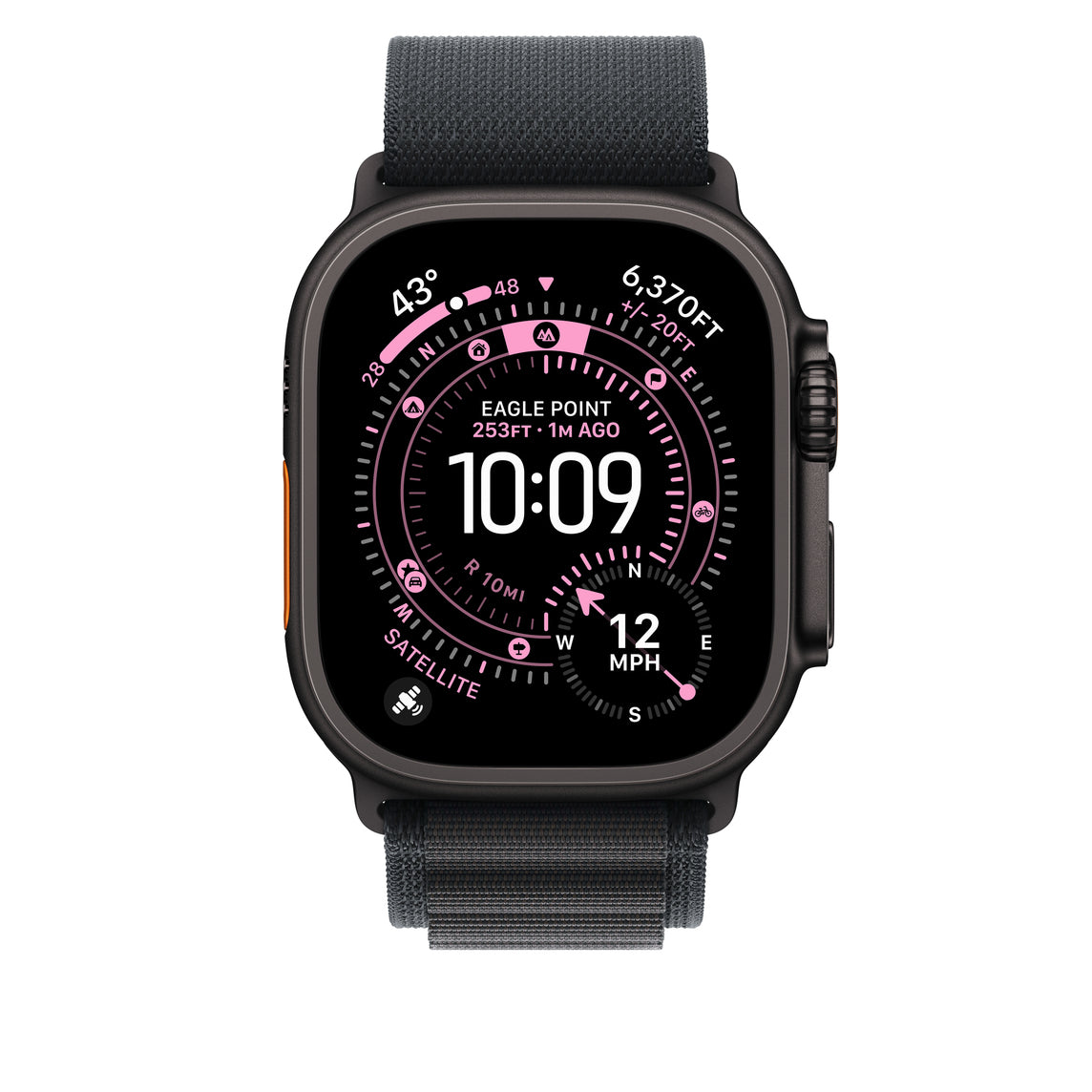 Apple Alpine Loop – Armband – für Apple Watch (49 mm), Schwarz, Grösse M, Titan