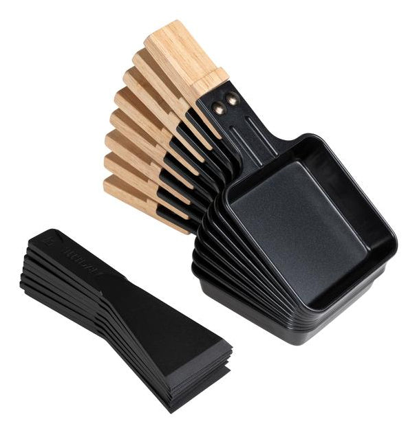 Furber. Furber Racletteofen Festa – 8 Personen, 1200 W, Steinplatte – Schwarz/Marmor/Holz