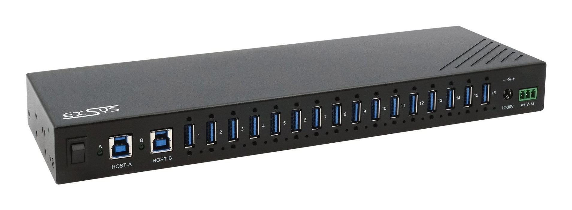 EXSYS EX-11236HMS USB-Hub – USB-B, 16× USB-A, 120 W PD, für Windows