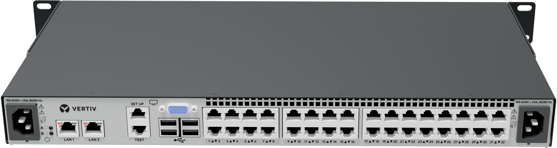 Vertiv MPU2-2032DAC-400 Geräte-Dock – VGA, 4× USB-A, für 32 Computer, 1U Rack