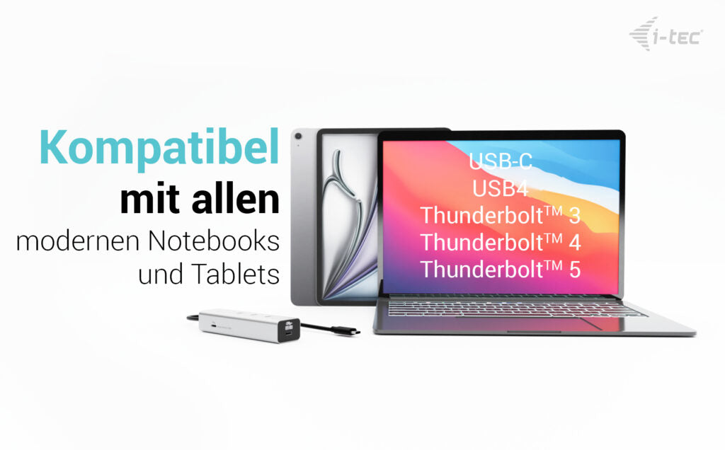 i-tec USB-Hub – USB-C, USB-C Video 8K, 85 W PD, für Windows/Mac/ChromeOS