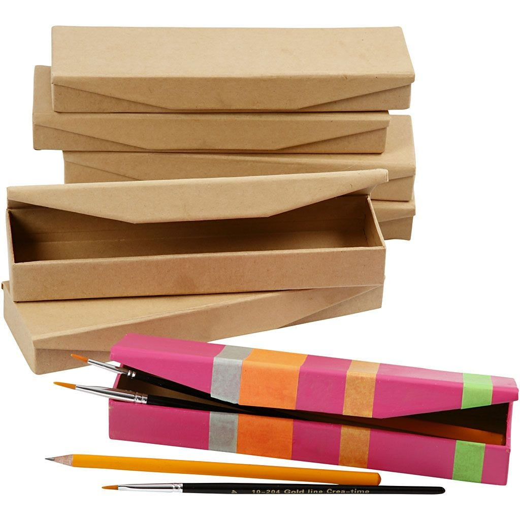 Creativ Company Stiftebox (Hartschale), Braun, Karton, 21 × 6 × 2,5 cm, 12er-Pack