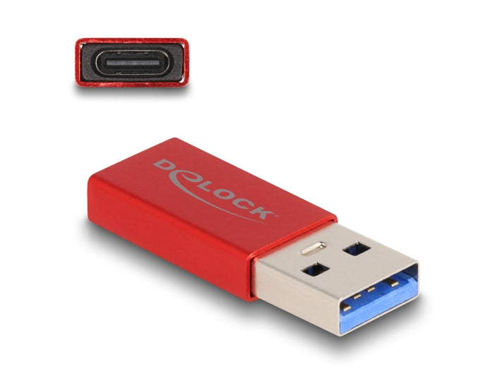 DeLOCK USB-Adapter USB-A auf USB-C – USB 3.2 Gen 2 (10 Gbit/s) – Rot