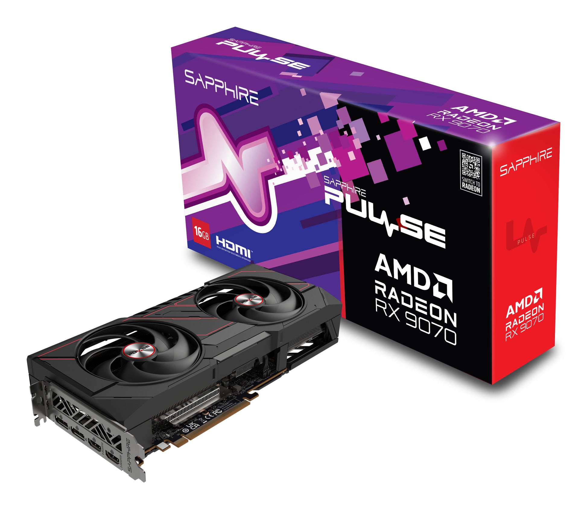 Sapphire PULSE Radeon RX 9070 – 16 GB GDDR6, PCIe 5.0, 2x HDMI/2x DP