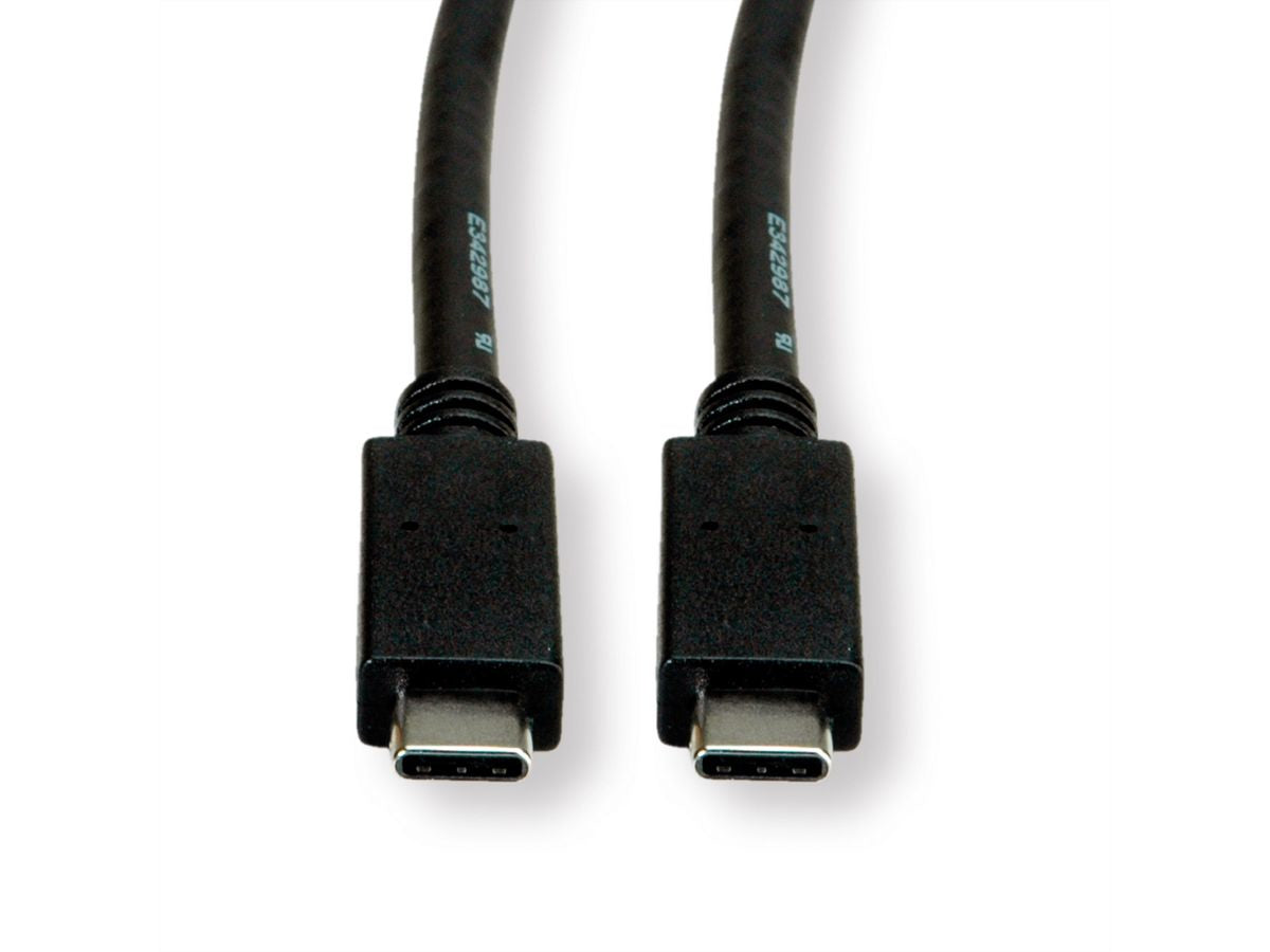 ROLINE GREEN USB-C auf USB-C Kabel – USB 3.2 Gen 2 (10 Gbit/s) – 0,5 m – PD 100 W – E-Marker – Schwarz