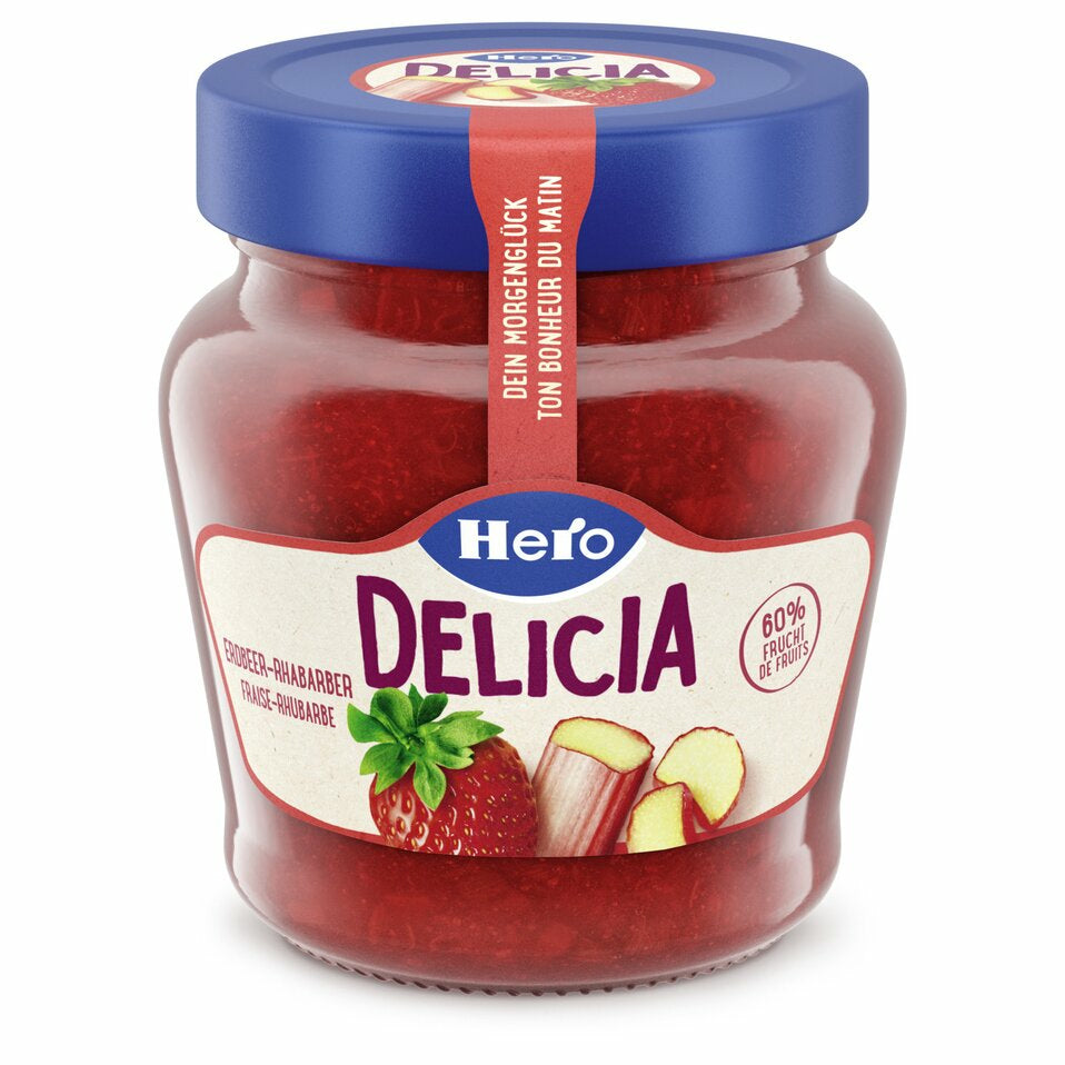 Hero Erdbeer-Rhabarber-Konfitüre – glutenfrei, vegan – 290 g