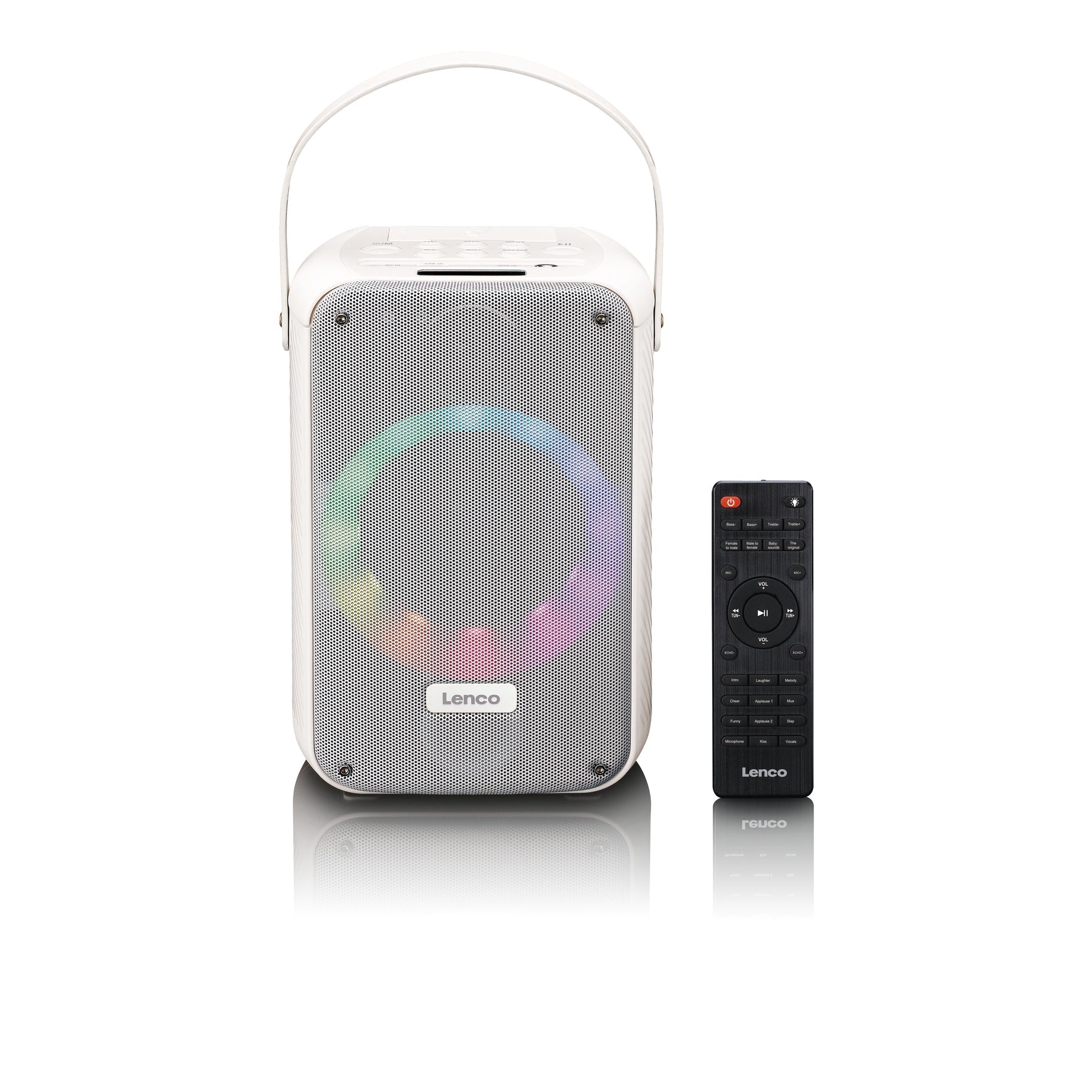 Lenco BTC-060WH – Bluetooth-Lautsprecher – 20 W, 12 h Akku, mit drahtlosem Mikrofon, Weiss