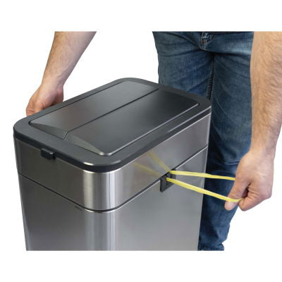 MAUL Schwingdeckel-Abfalleimer Wing – 40 l – Edelstahl, rechteckig – schwarz/silber