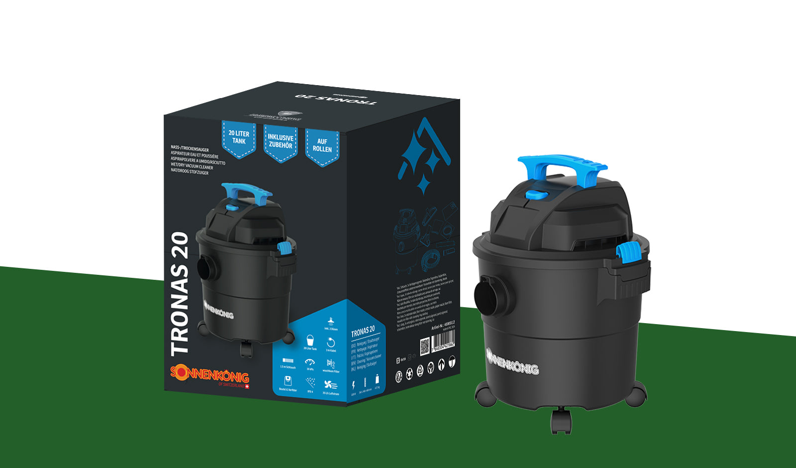 Sonnenkönig Nass-/Trockensauger TRONAS 20 mit Wischfunktion – 20 l, 1100 W