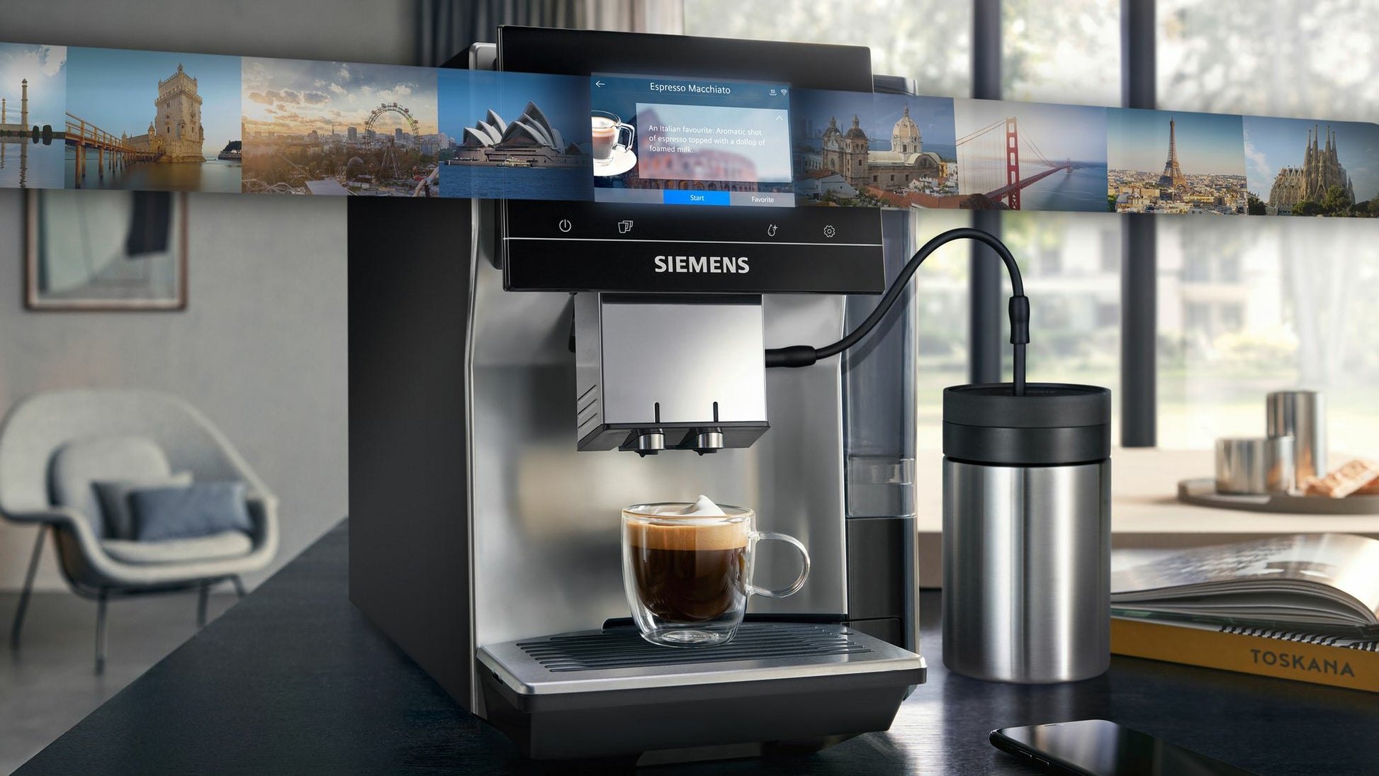 Siemens EQ700 TP715D01 Kaffeevollautomat – 19 bar, 2,4 l, 320 g, Keramik-Mahlwerk, Braun