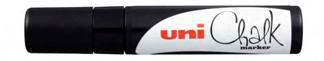 Uni-Ball PWE-17K Kreidemarker – 15 mm Keilspitze – Schwarz, für Glas und andere glatte Oberflächen
