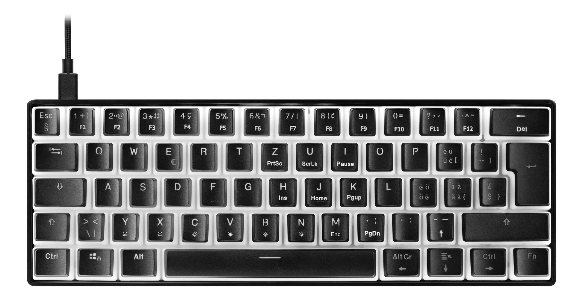 Deltaco Gaming GAM-075V2 – Gaming-Tastatur 60% – Mechanisch – USB-C – RGB – QWERTZ (CH) – Schwarz