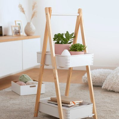 Zeller Present Aufbewahrungsbox – Bambus – Weiss – mit Griff – 300 × 105 × 270 mm