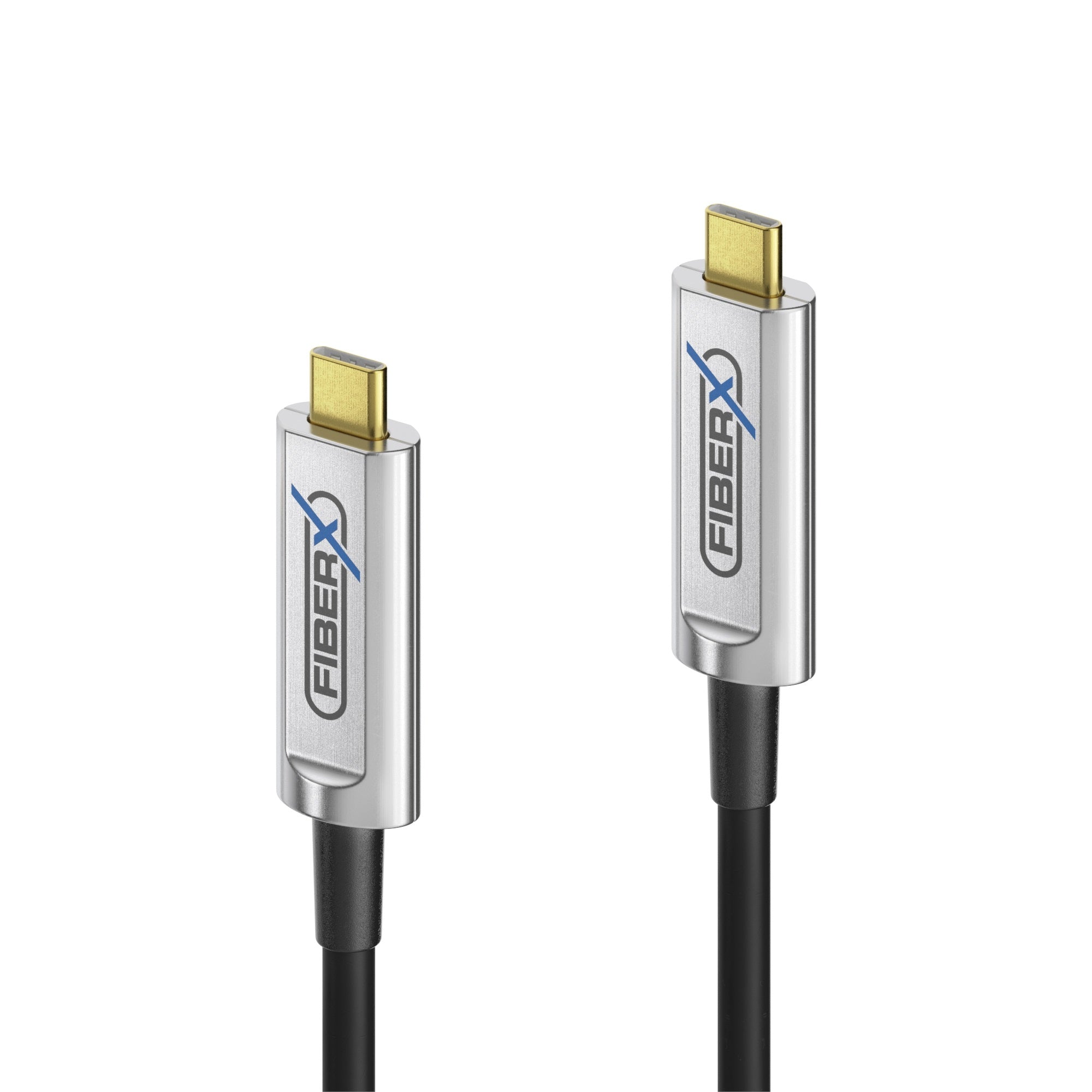 FiberX USB-C auf USB-C Kabel – USB 3.2 Gen 2 (10 Gbit/s) – 12 m – PD 4,5 W – Optisch, Geflochten – Schwarz