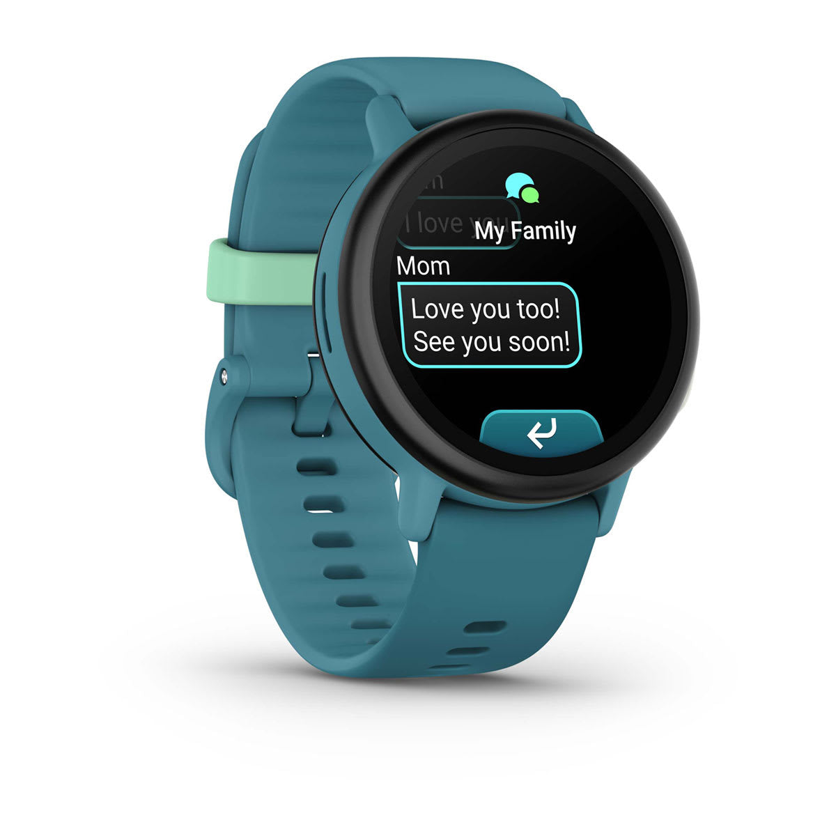Garmin Bounce 2 43 mm GPS + Cellular – Polymer Türkis, Sportarmband, 50 m, für Android, iOS