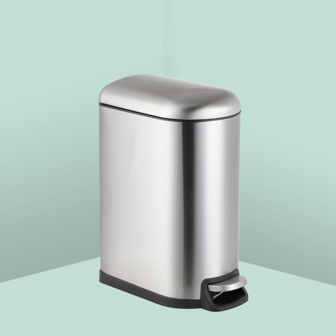 Relaxdays Treteimer 10051995_55 – 10 l – Kunststoff, rechteckig – silber – Soft-Close, mit Innenkübel