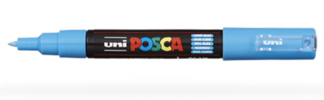 Uni-Ball POSCA PC-1M Acrylmarker – Feine Spitze 0,7–1 mm – Hellblau