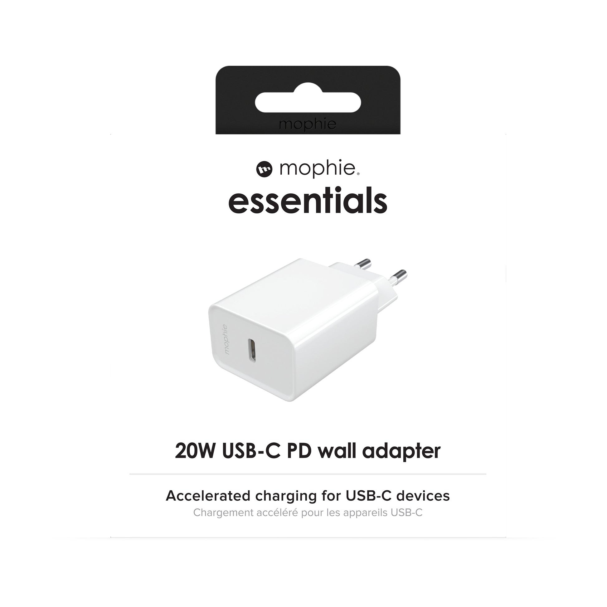 mophie essentials 20W USB-C PD Wandadapter – Schnellladung, Weiss