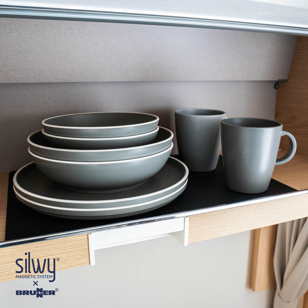 Silwy Dolomit Geschirr-Set – 11-teilig, Kunststoff, Dunkelgrau