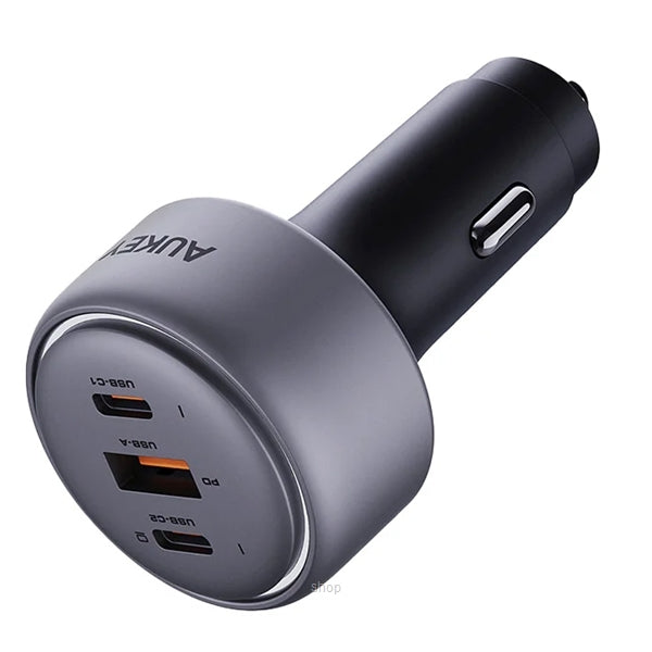 AUKEY Pathfinder CC-P3 Auto-Ladegerät 100 W – USB-C×2, USB-A×1 – PD, PPS – für Zigarettenanzünder – Schwarz