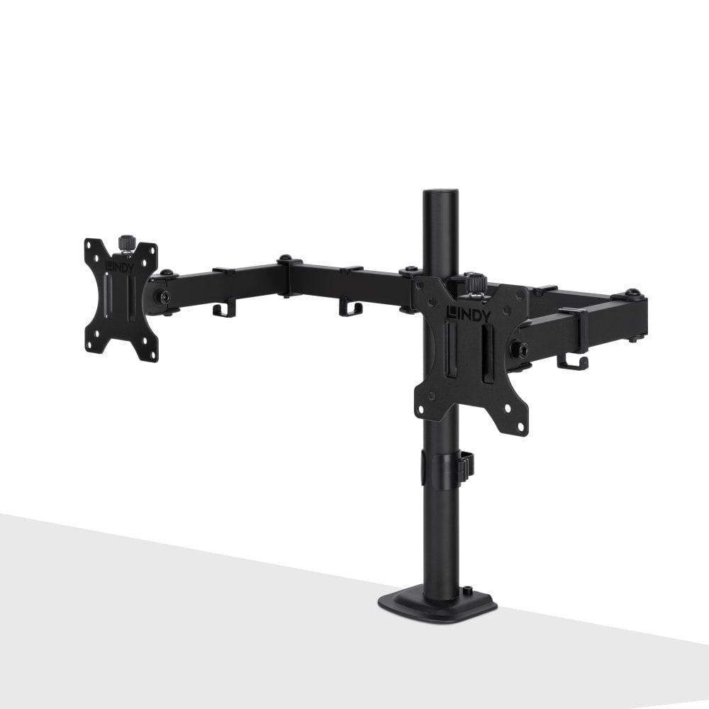 Lindy Duale verstellbare Display-Halterung – Monitorarm Tischhalterung – Klemme/Durchführung – 2 Monitore – 13–32"
