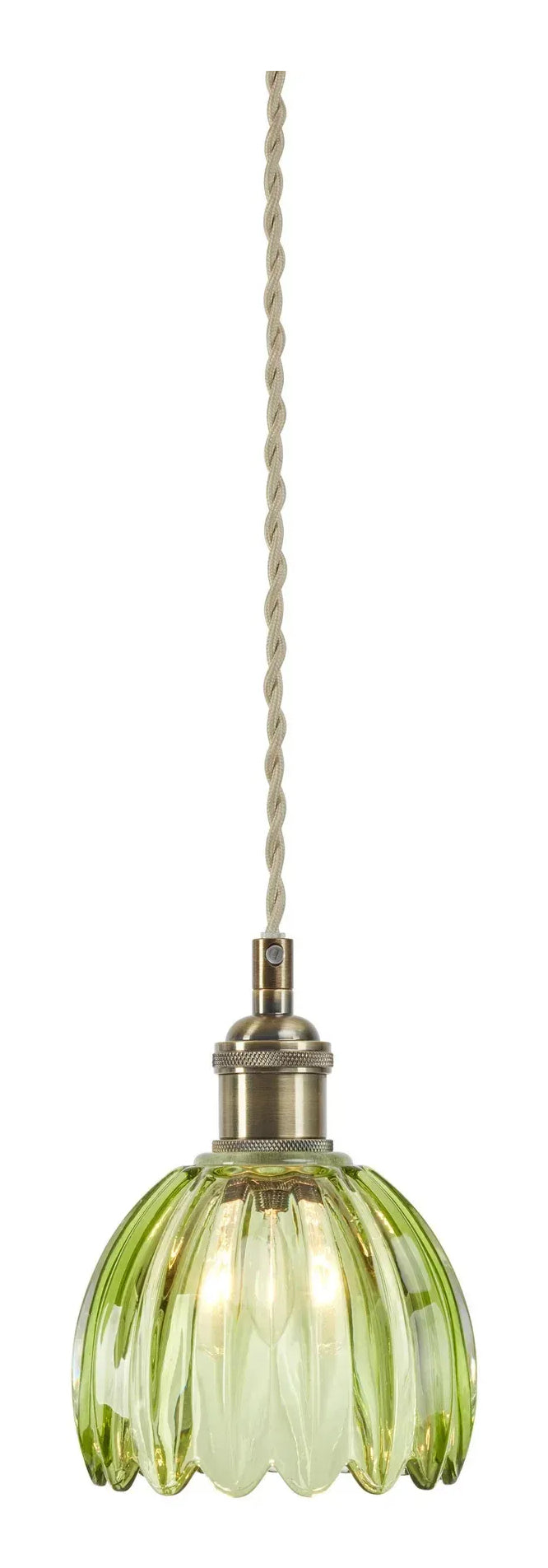 Markslöjd Pendelleuchte Gota – Ø 13 × 17 cm, 40 W, Messing/Grün, Pendellänge 350 cm, E14, Schalter